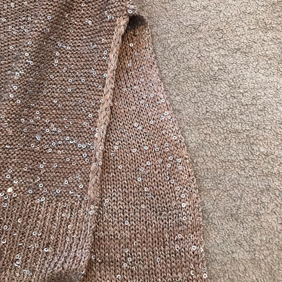 WD.NY Sequin Knit Short Sleeve Taupe Cardigan ~ NWOT - Picture 4 of 13